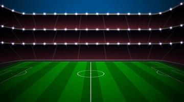 Soccer stadium with green field. vector