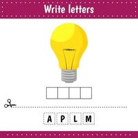 Educational game for kids. Crossword. Lamp.Guess the word. Education developing worksheet. Learning game for kids.