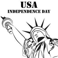 The Statue of Liberty. Independence Day.United States. Vector contour of Statue of Liberty.