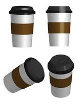 Mockup coffee cup isolated on white.Vector illustration.Top view of glass.Front view.