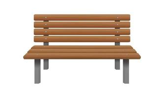 Wooden park bench. Front view. Outdoor sitting furniture for patio, porch, garden, parkland vector