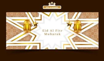 Eid mubarak al-Adha calligraphy design with blue arabesque decoration vector