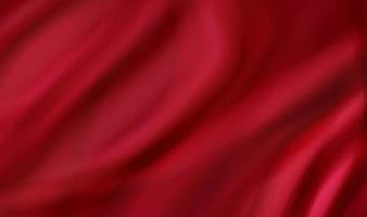 fondo de ilustración 3d textil realista de tela de seda roja abstracta vector