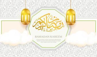 Ramadan kareem banners and greeting cards, with calligraphy, crescent moon and lanterns vector