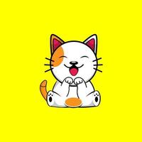 Cute cat cartoon icon illustration vector