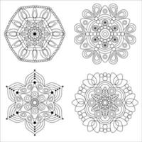Mandala coloring floral and flower mandala round ornament 4 style. Vintage decorative elements vector