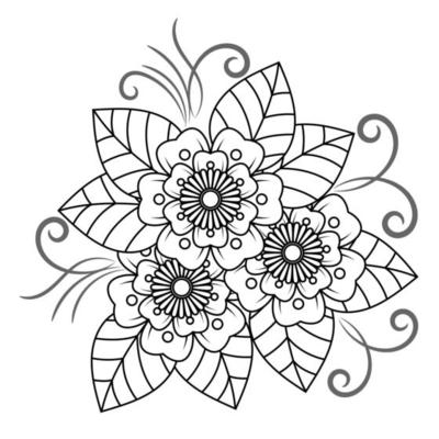 Flower mandala for adults relaxing coloring book.