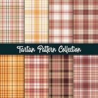 Plaid Checkered Fabric Pattern and seamless brown collection. vector