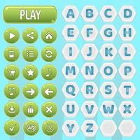 Botones gui y juego de palabras del alfabeto hexagon az. vector