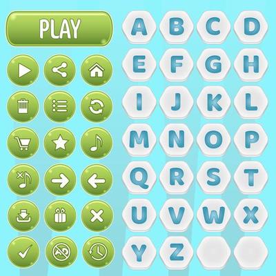 Gui buttons and hexagon a-z alphabet words game.