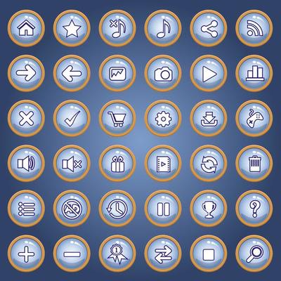 Icon and button set color blue for games.