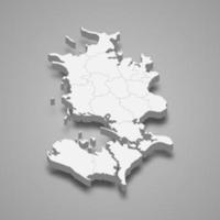 3d isometric map of Zealand is a region of Denmark, vector illustration