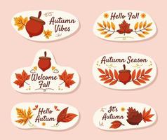 Fall Floral Sticker Set Collection vector