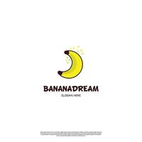 diseño de logotipo de sueño de plátano único, diseño de logotipo de forma de luna de plátano concepto moderno vector