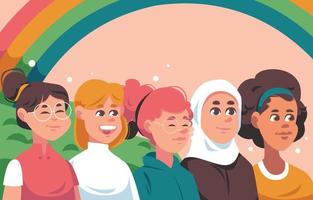 unidad en la diversidad con antecedentes de mujer multirracial