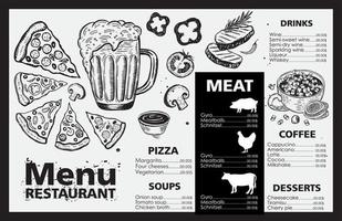 Menu template design for restaurant, sketch illustration. Vector. vector