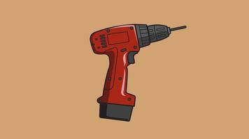 Red cordless screwdriver vector illustration
