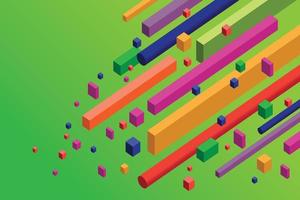 Modern abstract isometric and geometric with bright green background vector