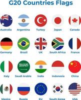 G20 countries flags circles vector template