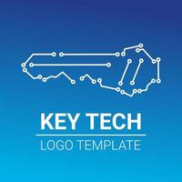 vector del logotipo de la tecla techno con patrón de placa de circuito.