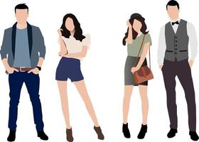 set of business man and woman characters, Isolated Cartoon Vector Illustration.