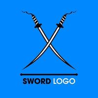 logotipo vectorial de dos espadas, espada vintage de batalla. logotipo de katana gemela vector