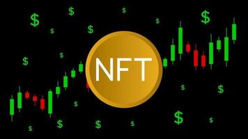 abstract futuristic technology background of NFT non-fungible token with Price Chart coin digital cryptocurrency, crypto art market. vector