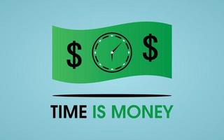 vector dollar with clock, time is money, quality time.