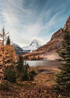 Mount Assiniboine in autumn forest at provincial park photo