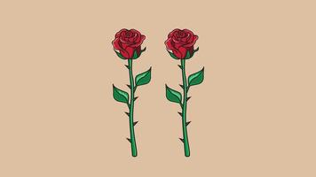 Red rose flower outline vector illustration