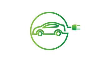 Electric eco city car with plug logo vector illustration template