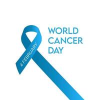 Illustration of World Cancer Day poster background template design with ribbon, February 4. Vector illustration.