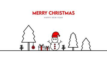 Merry Christmas with snowman business greeting card, Vector illustration concept for background, party invitation card, website banner, social media banner.