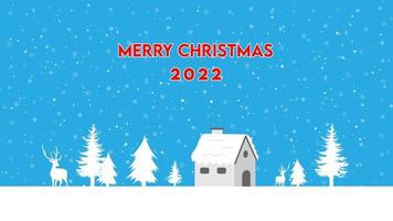 happy Merry Christmas with winter season snow fall background. vector