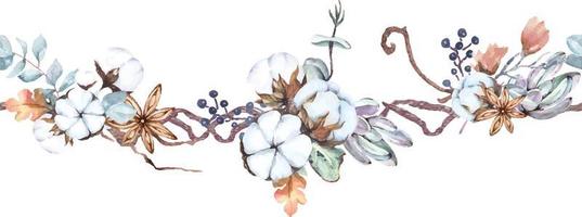 watercolor cotton flowers 14 vector