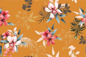 Seamless pattern of plumeria painted in watercolor.Designed for fabric luxurious and wallpaper, vintage style.Botanical floral pattern. vector