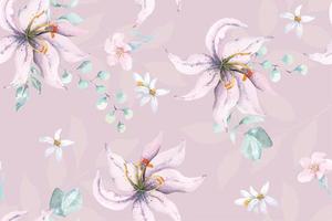 Seamless pattern of Blooming flowers with watercolor 69 vector