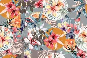 Seamless pattern of Blooming flowers with watercolor 68 vector