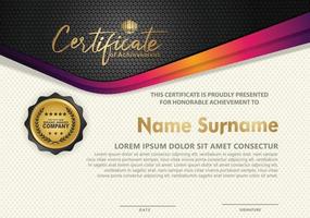 Certificate template with textured background, vector