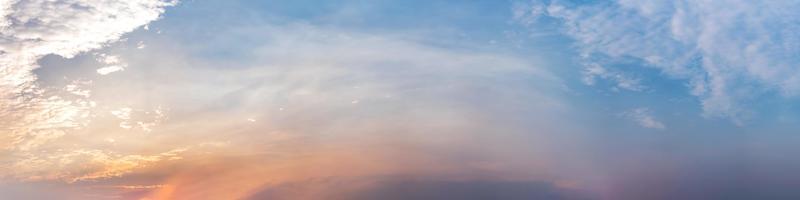 Dramatic panorama sky with cloud on sunrise and sunset time. Panoramic image. photo