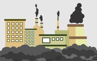 problema de contaminación en la ciudad, humo de vehículos y fábricas, concepto de diseño de calentamiento global. vector