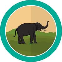 graphics design logo elephant standing with mountain background vector Illustration