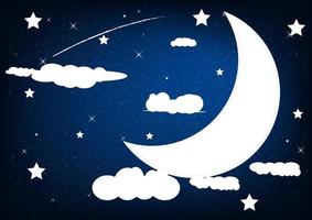 moon and star at night vector illustration