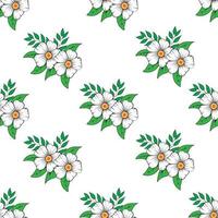 seamless white flower with leaf graphics for pattern  wallpaper backdrop isolated white background vector illustration