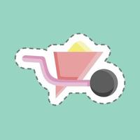 Sticker line cut Wheelbarrow. suitable for building symbol. simple design editable. design template vector. simple illustration vector