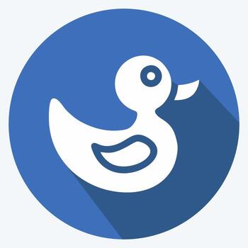 icono de pato de juguete. adecuado para el símbolo de los niños. estilo de sombra larga. diseño simple editable. vector de plantilla de diseño. ilustración sencilla