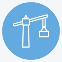 Icon Tower Crane. suitable for building symbol. blue eyes style. simple design editable. design template vector. simple illustration vector