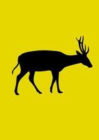 graphics drawing silhouette animal deer vector illustration with yellow background