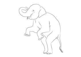 contorno de imagen blanca elefante asia de pie, ilustración de contorno vectorial de diseño gráfico aislada en fondo blanco vector