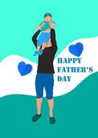 Graphics Design Father holding the young on hands concept Happy Father's Day greeting card vector illustration